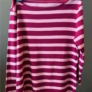 Talbots Stripes Pink and Raspberry Top